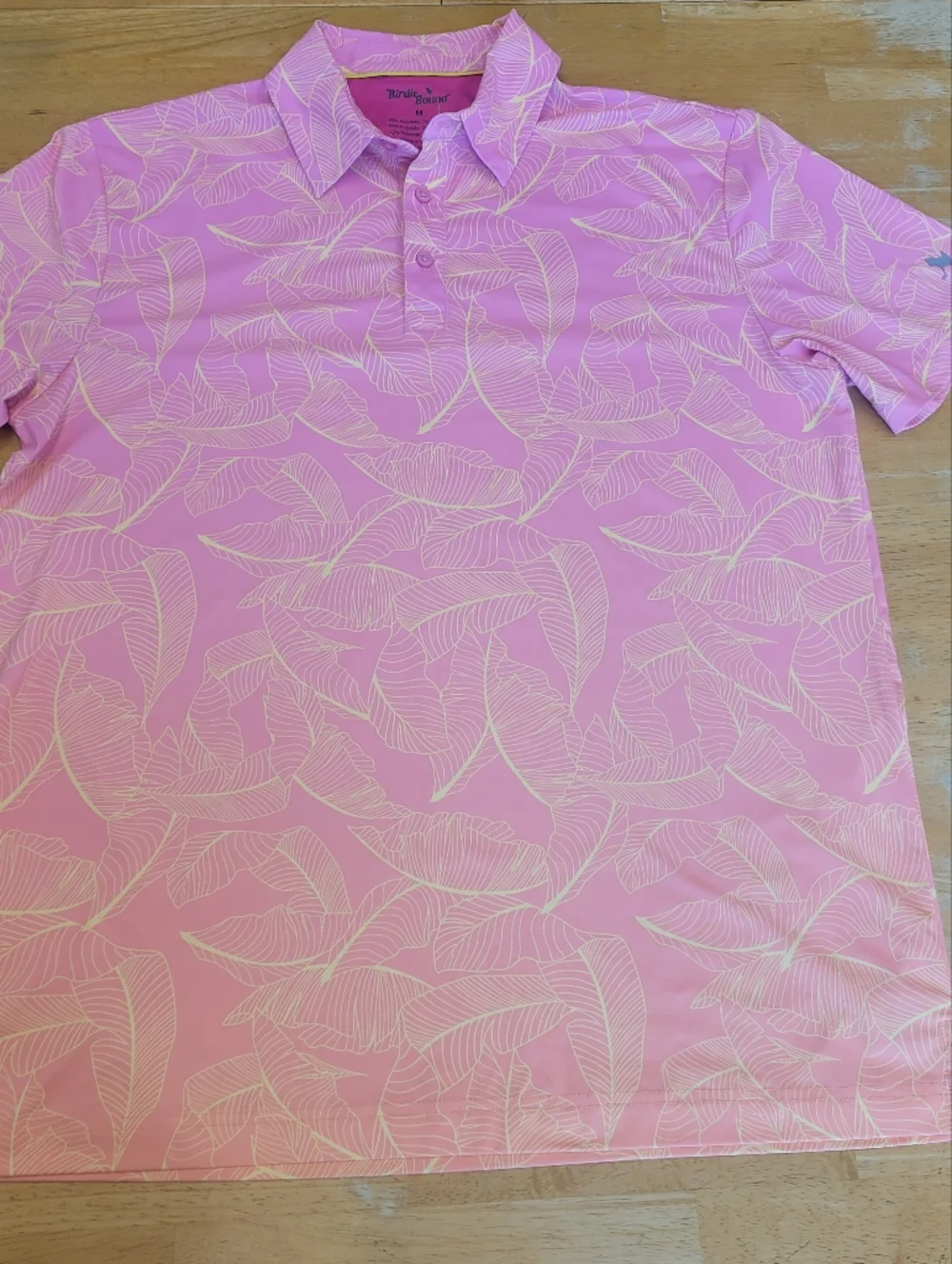Birdie Bound Performance Polo Golf Shirt Tropical Pink Orange Neon Medium